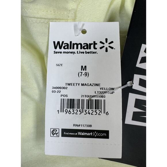 Looney Tunes Tweety Bird T-Shirt Crew Neck Yellow Juniors Size 7-9 Medium - Picture 7 of 8